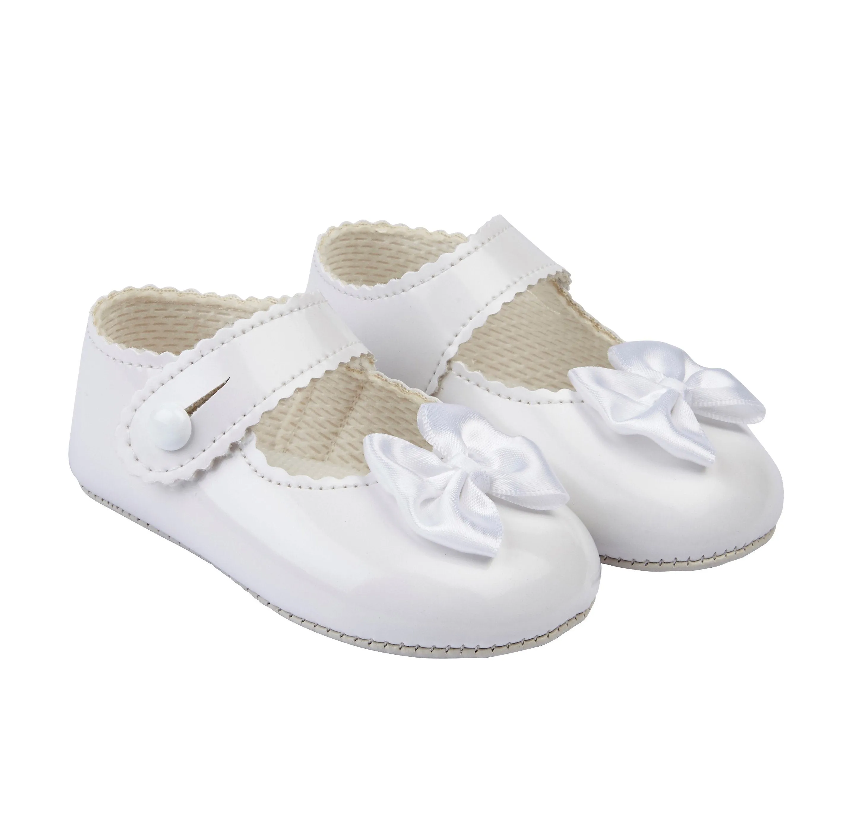 White Patent Bow Soft Sole Shoes