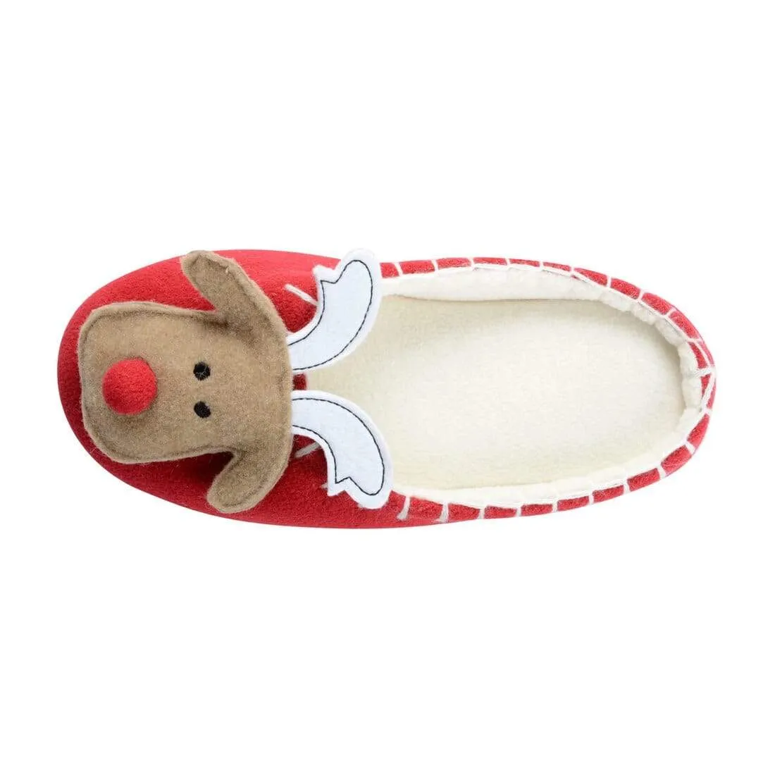 Womens Mule Style Rudolph Reindeer Christmas Slippers