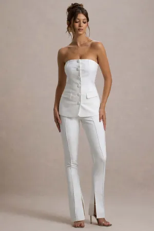 Wonder Woman | White High Waist Straight Leg Trousers With Hem Split