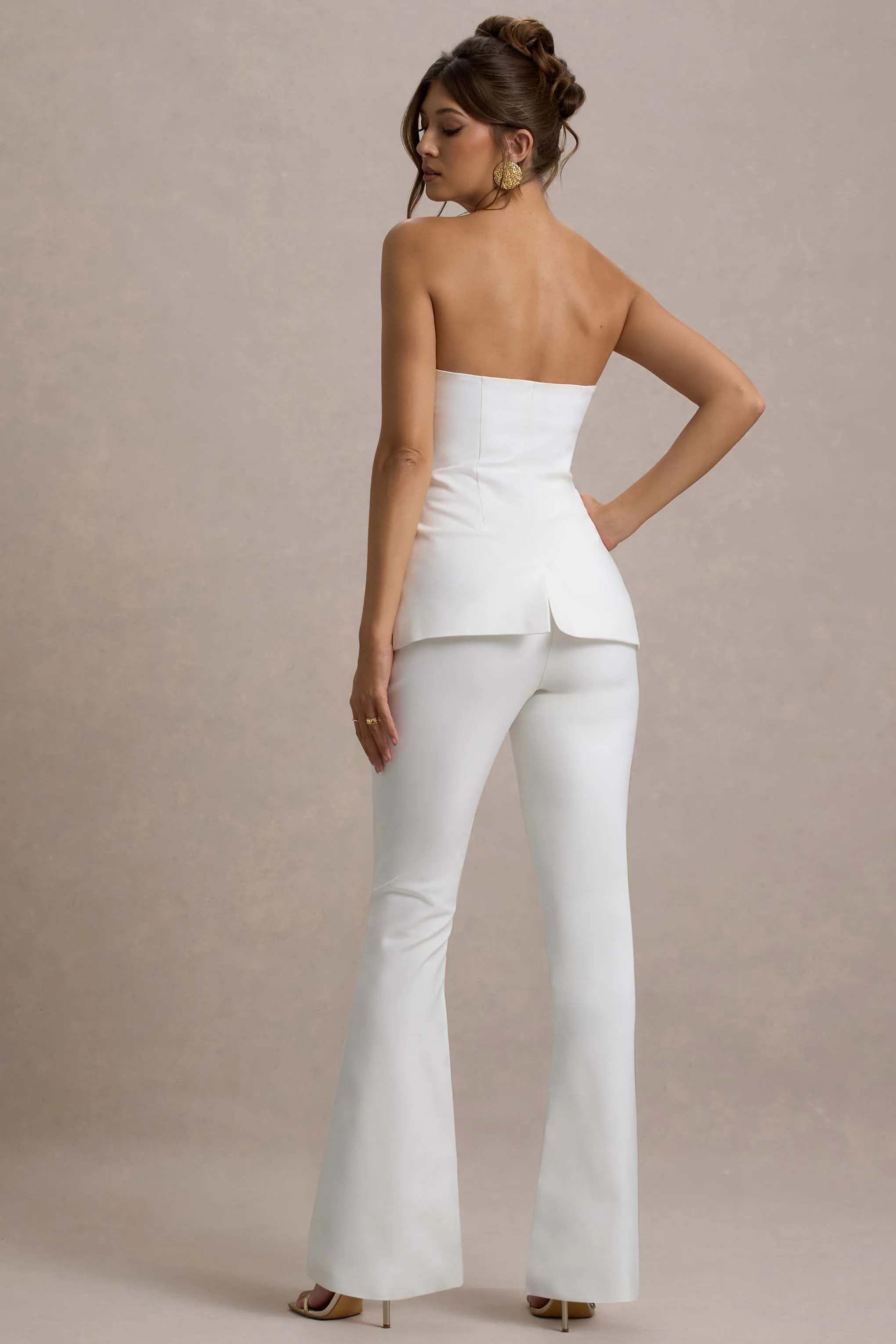 Wonder Woman | White High Waist Straight Leg Trousers With Hem Split