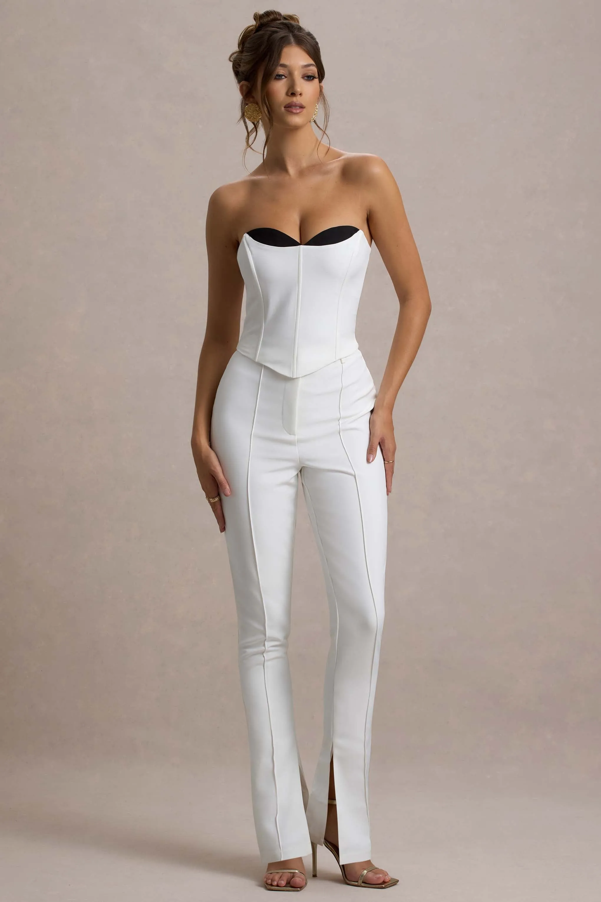 Wonder Woman | White High Waist Straight Leg Trousers With Hem Split