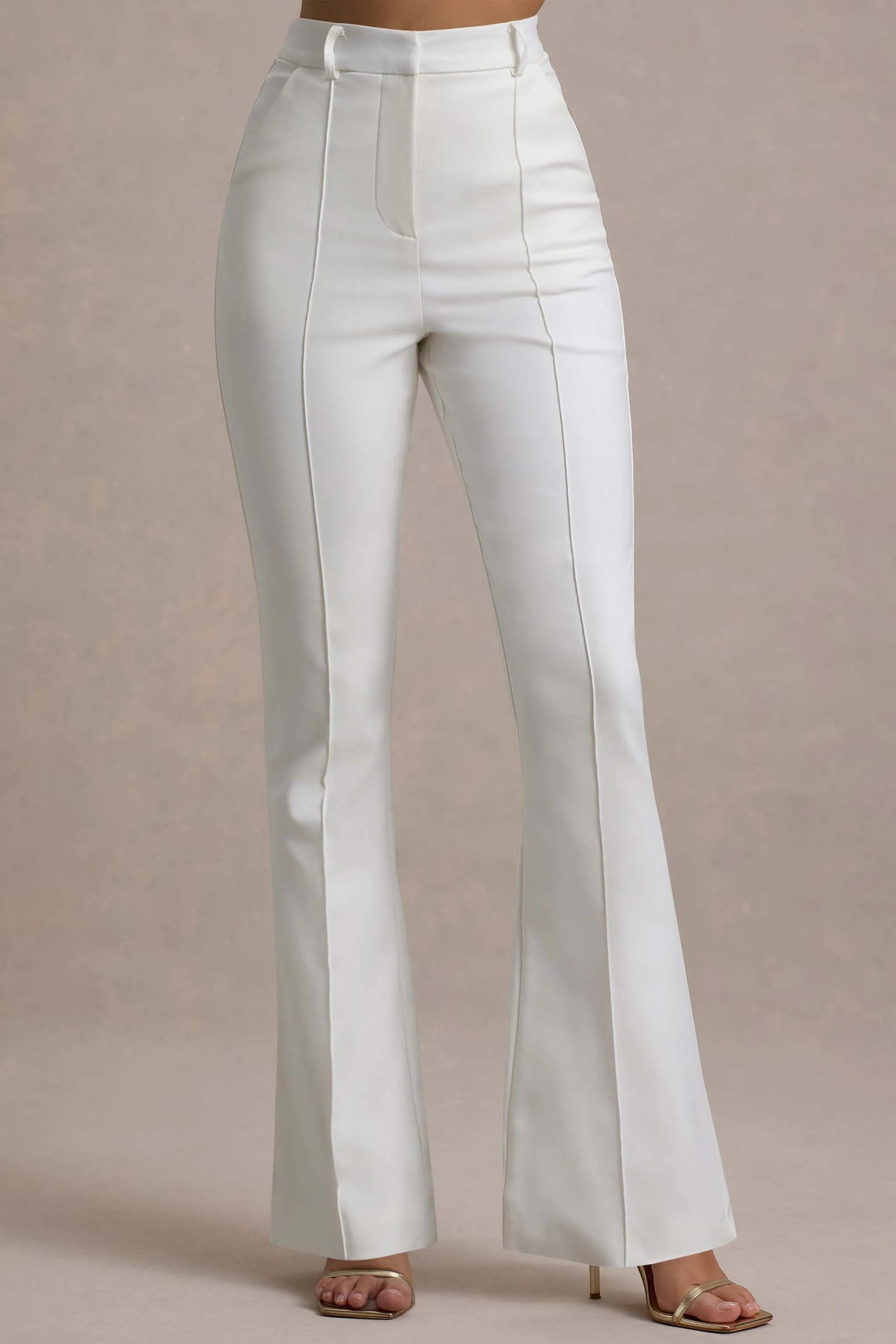 Wonder Woman | White High Waist Straight Leg Trousers With Hem Split