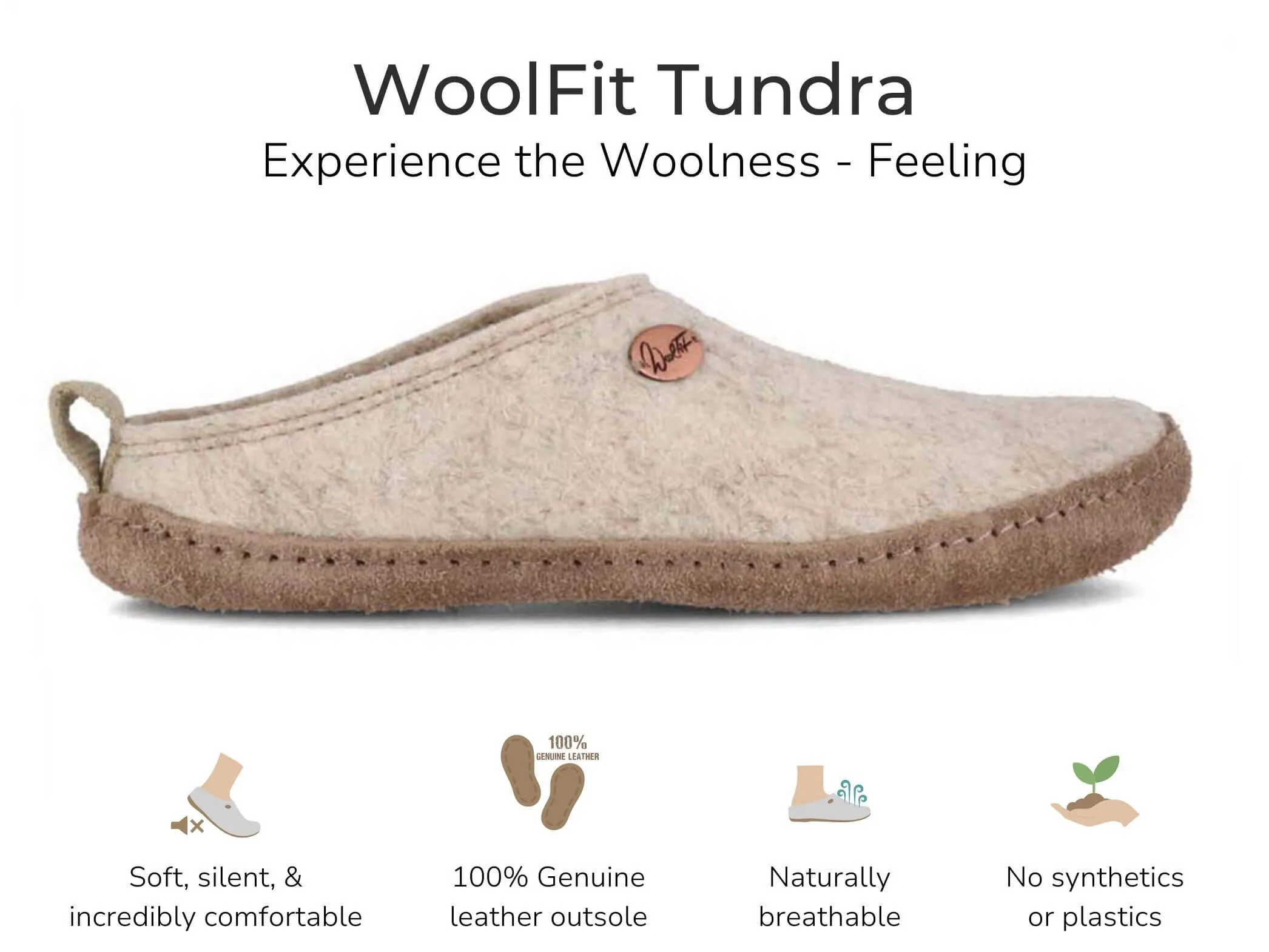 WoolFit Tundra | Lightweight Felt Slippers with Leather Sole