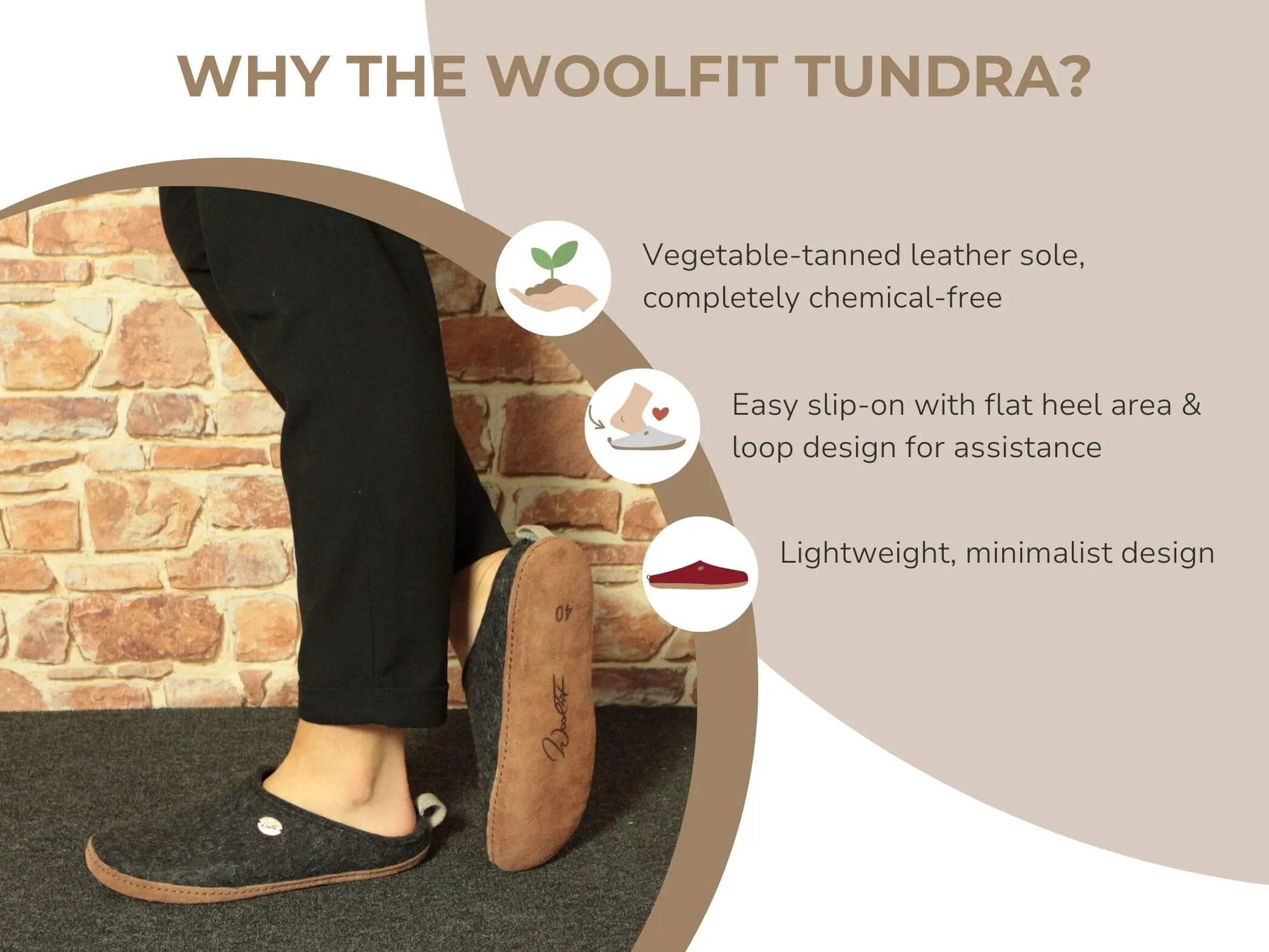 WoolFit Tundra | Lightweight Felt Slippers with Leather Sole