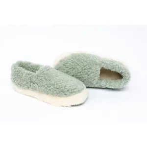 Yoko Full Unisex Green Wool Slippers